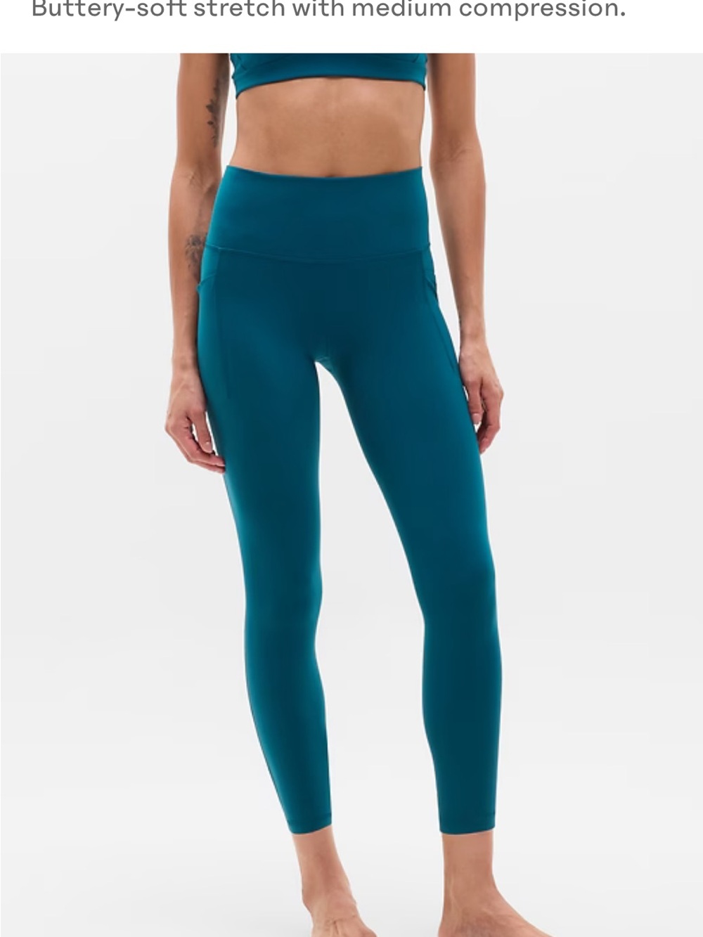 Athleta Teal Mid-Rise Elation 7/8 Leggings